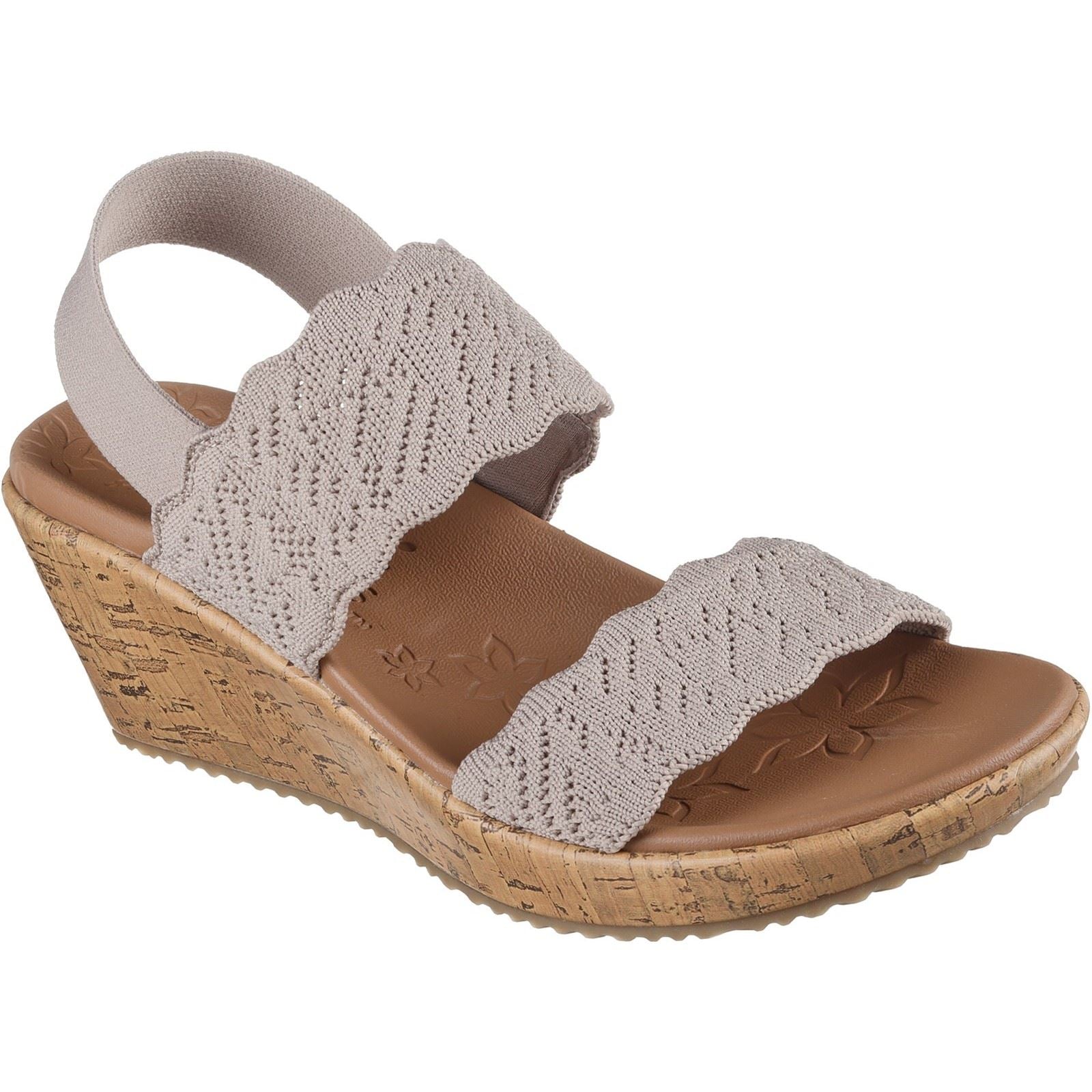 Skechers Beverlee Timeless Touch Damen Sandalen In Taupe Aus Textil