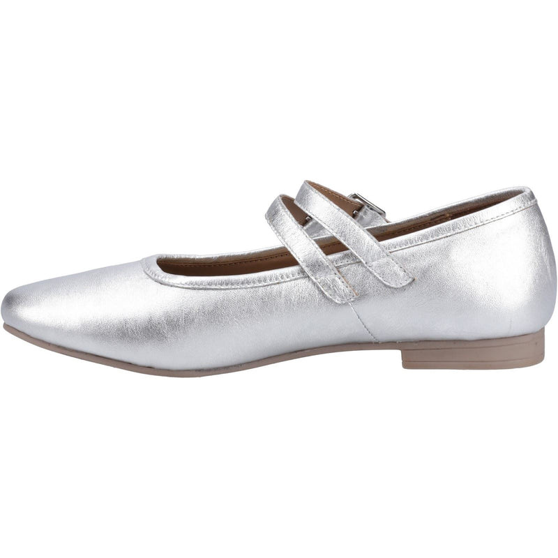 Hush Puppies Nancy Mary Jane Damen Silber Flats Aus Leder