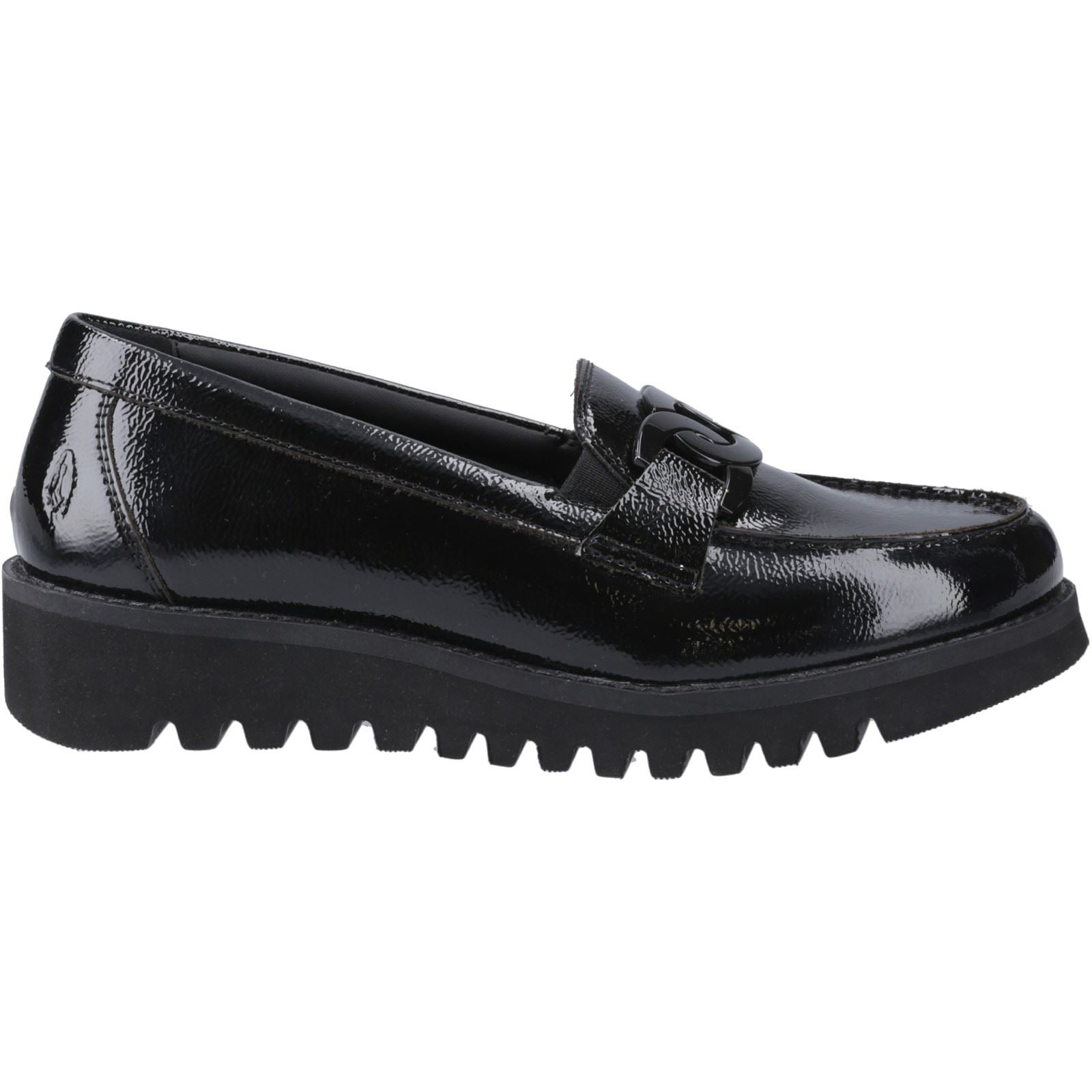 Hush Puppies Francis Loafer Patent Mädchenschwarze Slipper Aus Leder