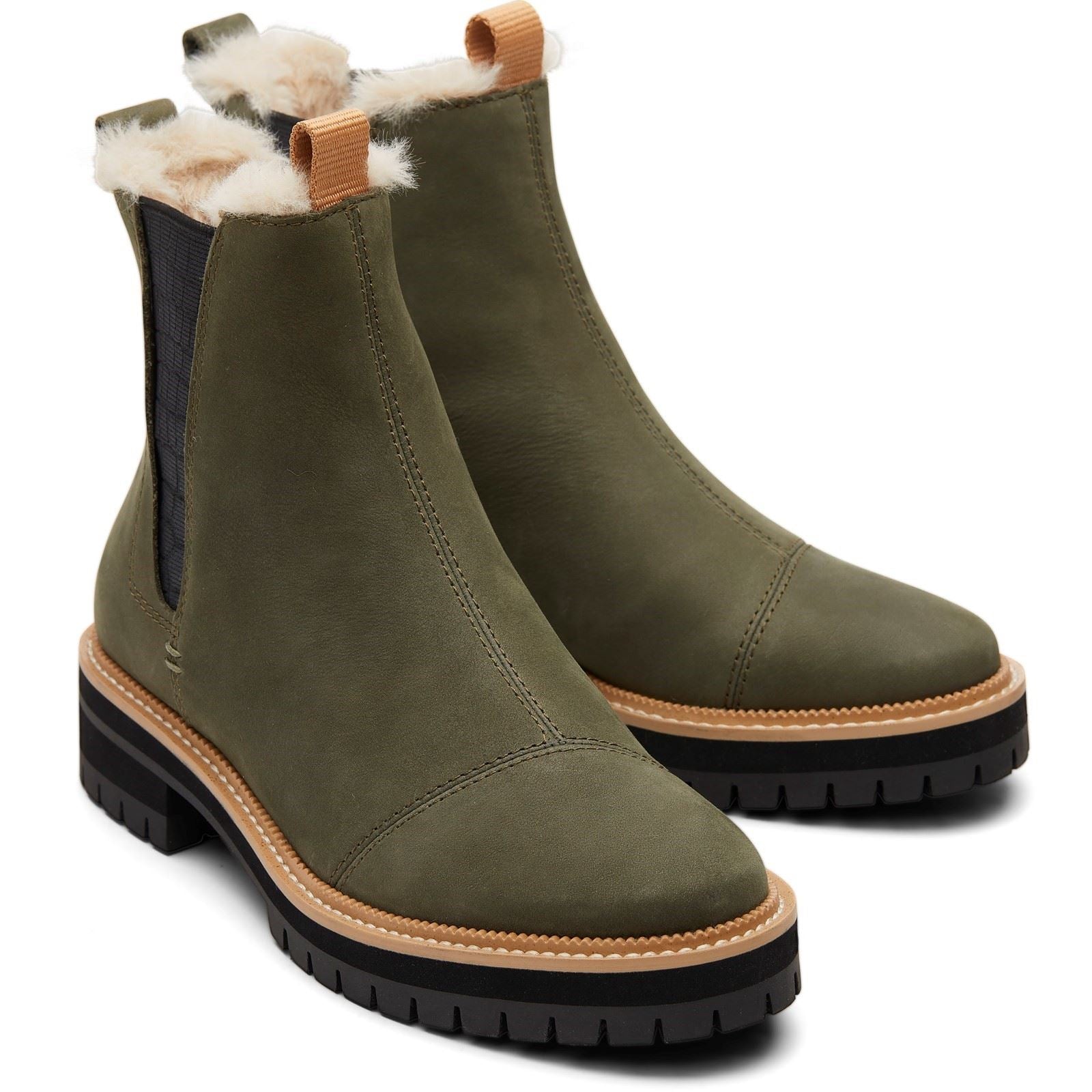 TOMS Dakota Leder Damen Tarmac Olive Oiled Nubuk Stiefel