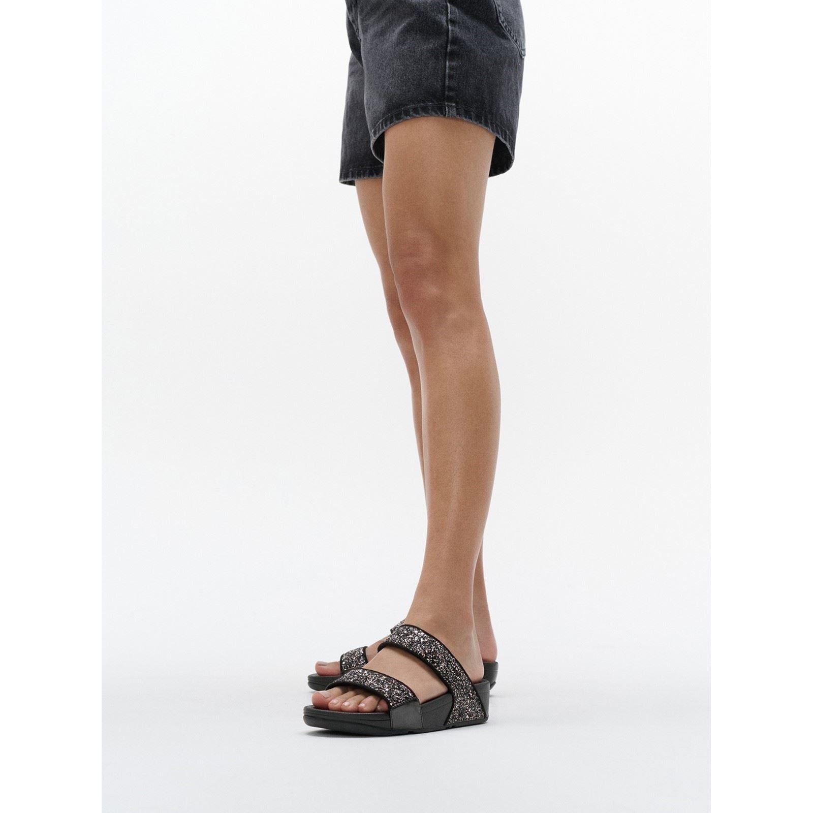 Fitflop Lulu 2 Bar Glitter Polyurethan Damen Schwarze/Multifarbene Sandalen