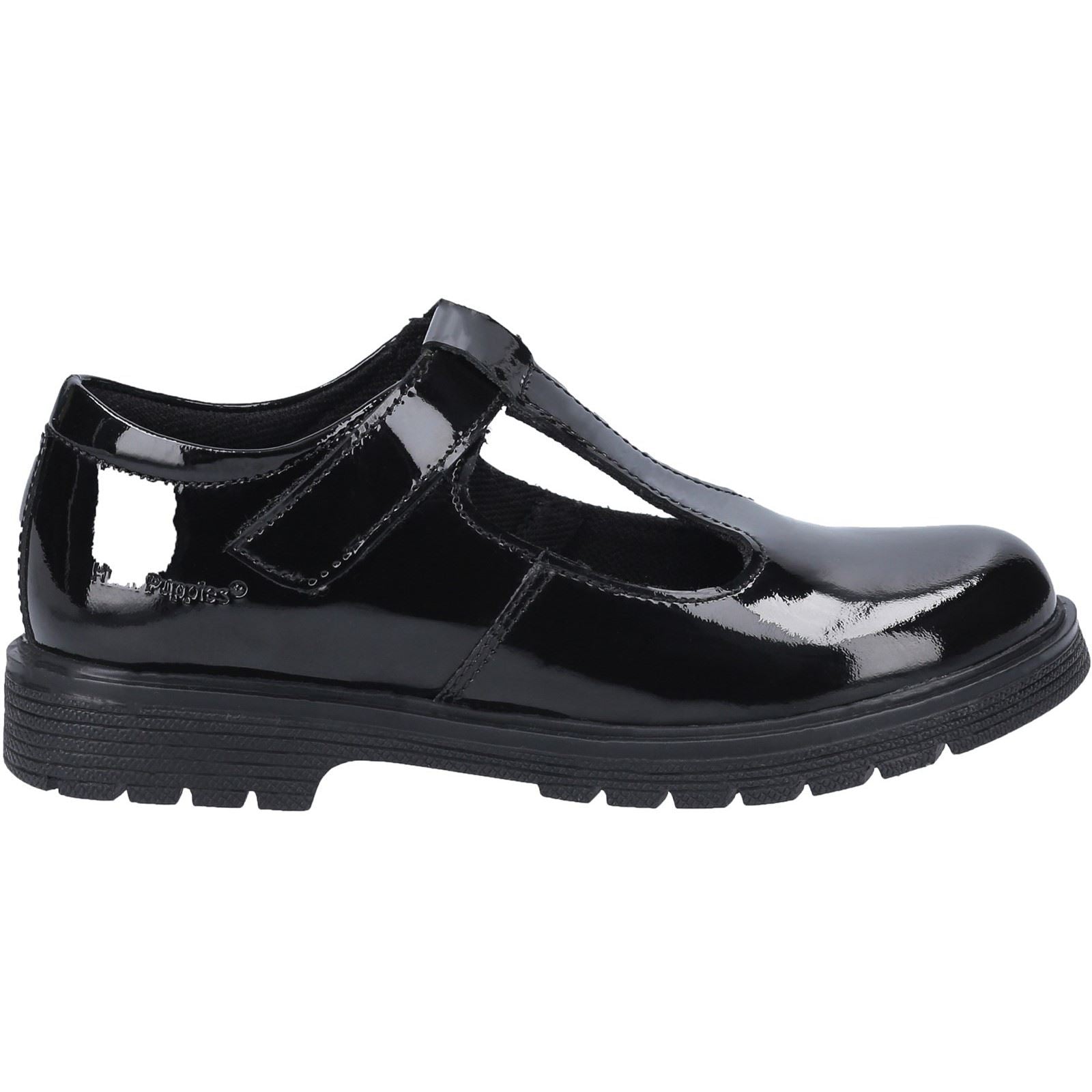 Hush Puppies Gracie Senior Patent Mädchenschuhe Aus Schwarzem Lackleder