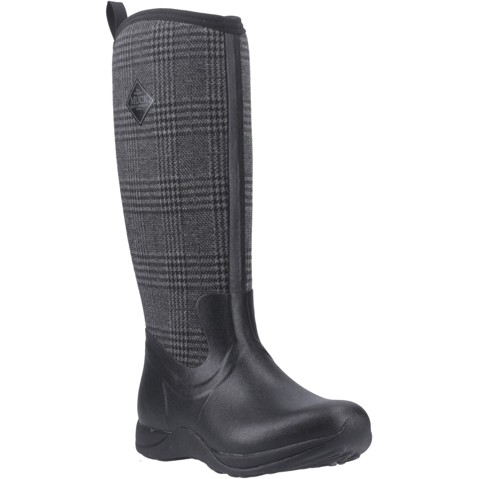 Muck Boots Arctic Adventure Damen Winterstiefel aus Gummi Schwarz/Kariert Kniehoch