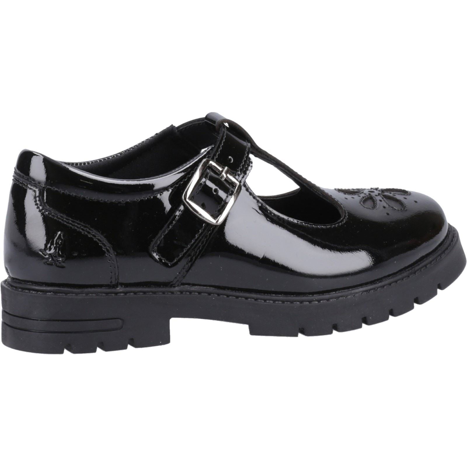 Hush Puppies Fiona Patent Junior Mädchenschuhe Aus Schwarzem Leder