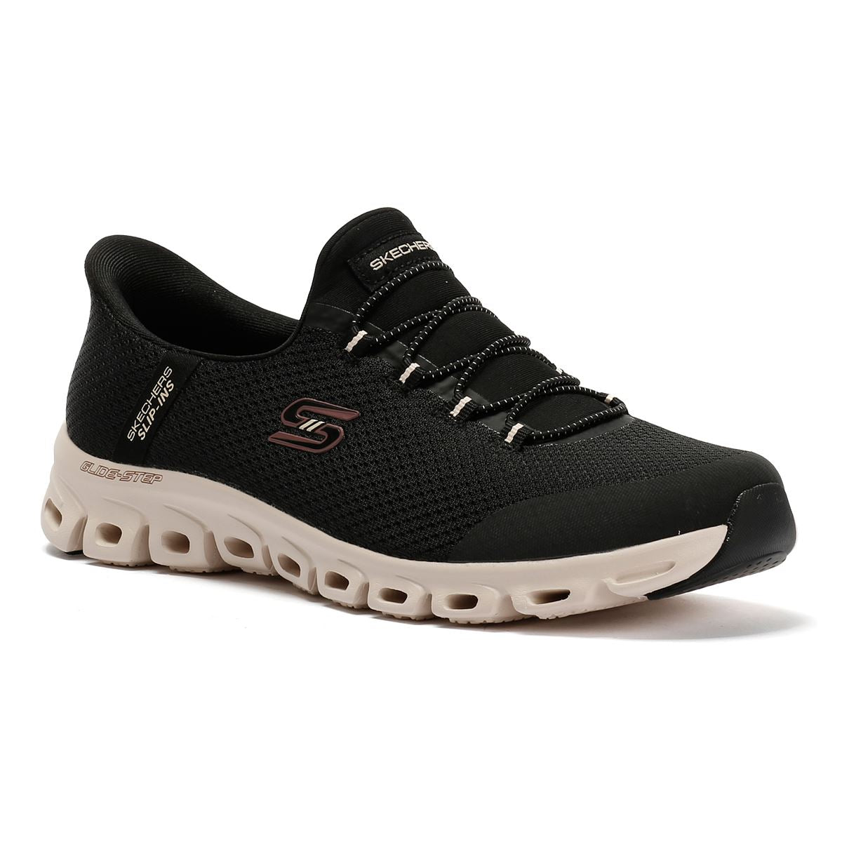 Skechers Slip-Ins Glide Step Vibey Mesh Damen Schwarze Turnschuhe