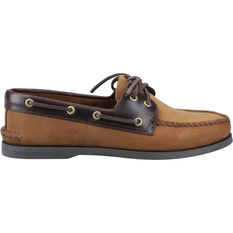 Sperry Authentic 2 Eye Herren Bootsschuhe Aus Braunem Leder Kombimaterial