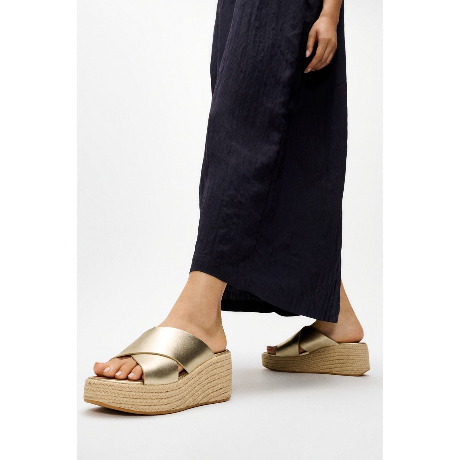 Fitflop Platfforms Leder Damen Platino Sandalen