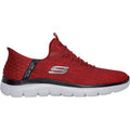 Skechers Summits Key Pace Textile Herren Sneaker In Rot/Schwarz