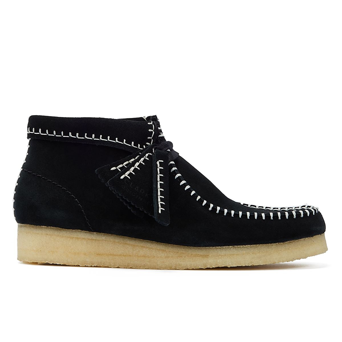 Clarks Originals Wallabee Stitch Wildleder-Damenschuhe In Schwarz Übersetzen.