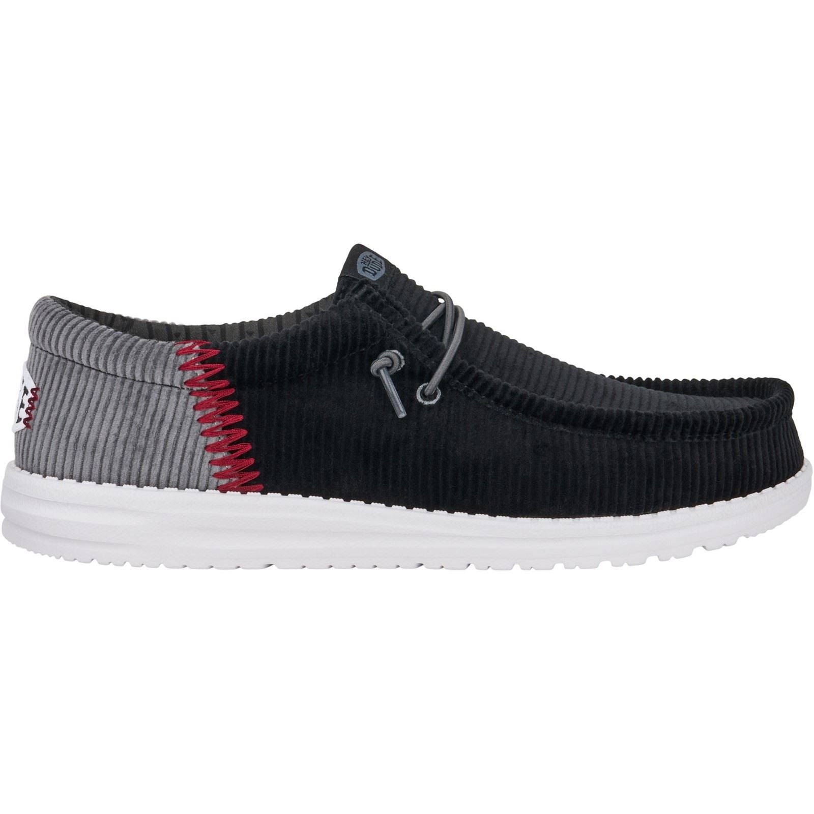 HEYDUDE Wally Funk Corduroy Stoff Herren Schwarz Bootsschuhe