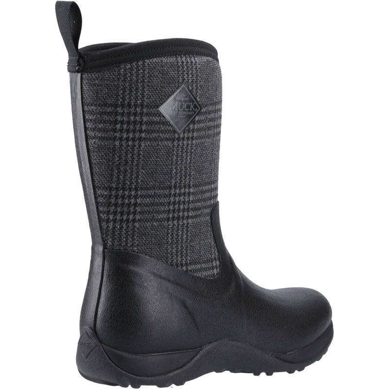 Muck Boots Arctic Weekend Damen Stiefel aus Gummi Schwarz/Kariert Winterstiefel bis zur Mitte der Wade