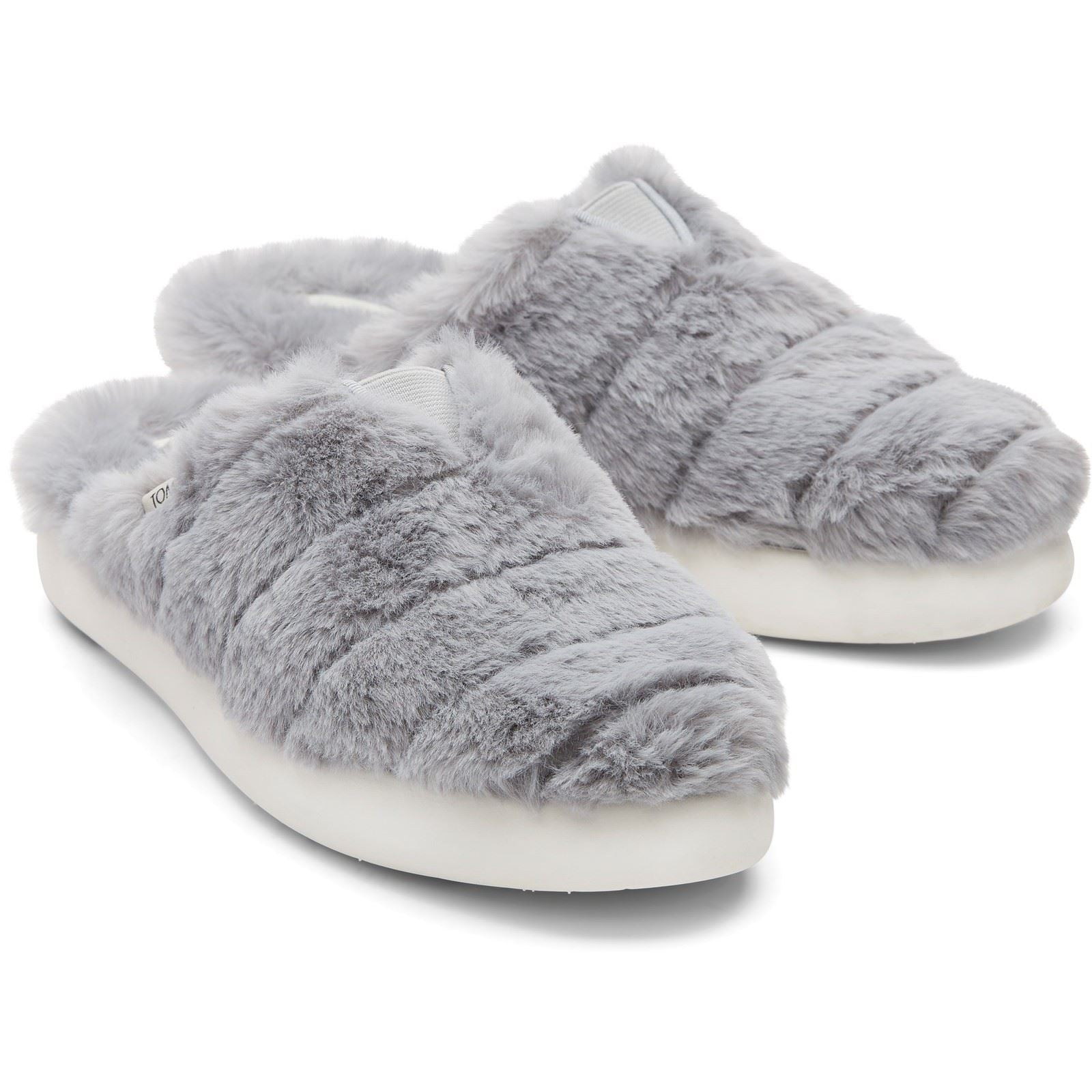 TOMS Alpargata Mallo Polyester Kunstfell Damen Mittelgraue Kunstfell Pantoletten