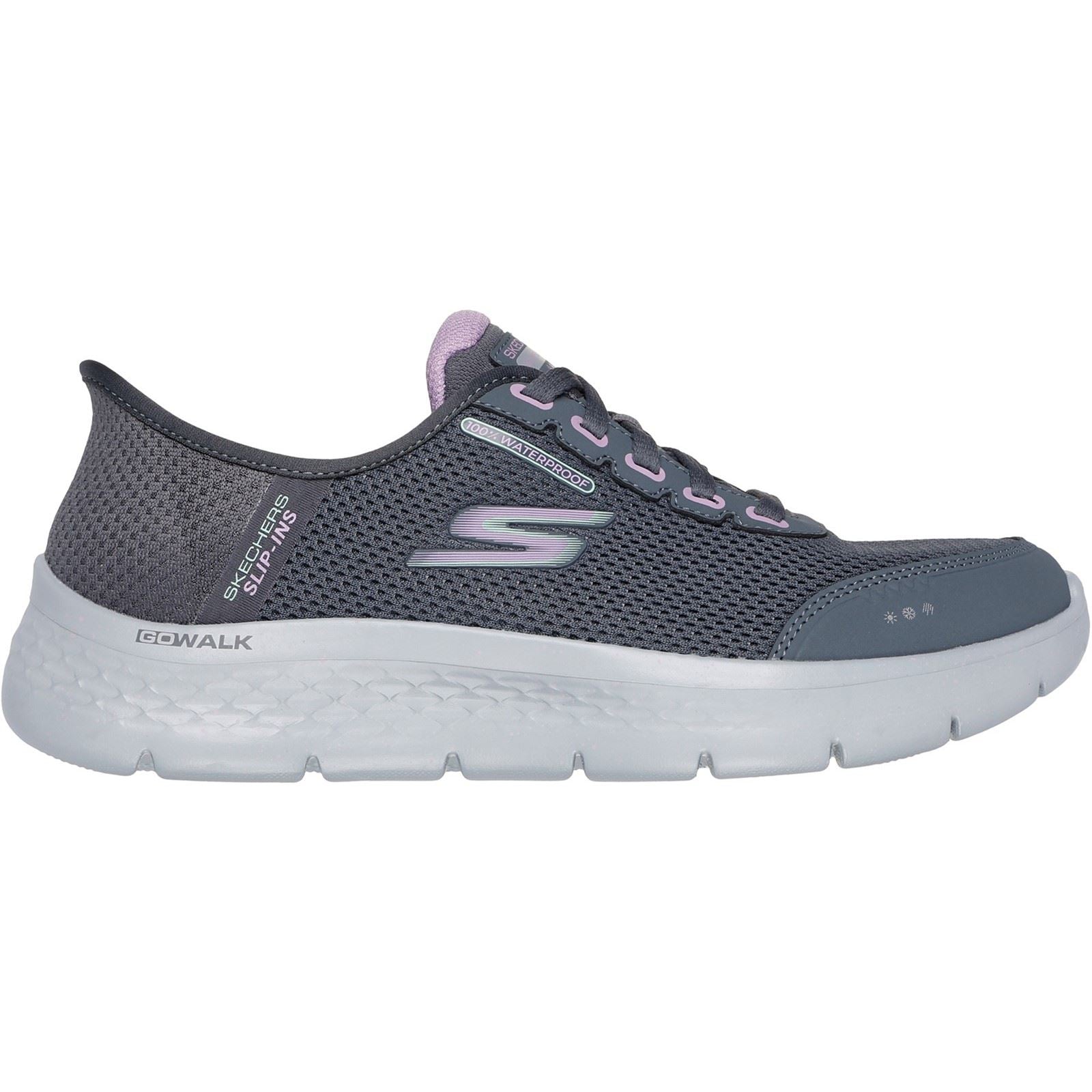 Skechers Go Walk Flex Clear Creek Damen-Sneaker Aus Textil In Anthrazit/Lavendel
