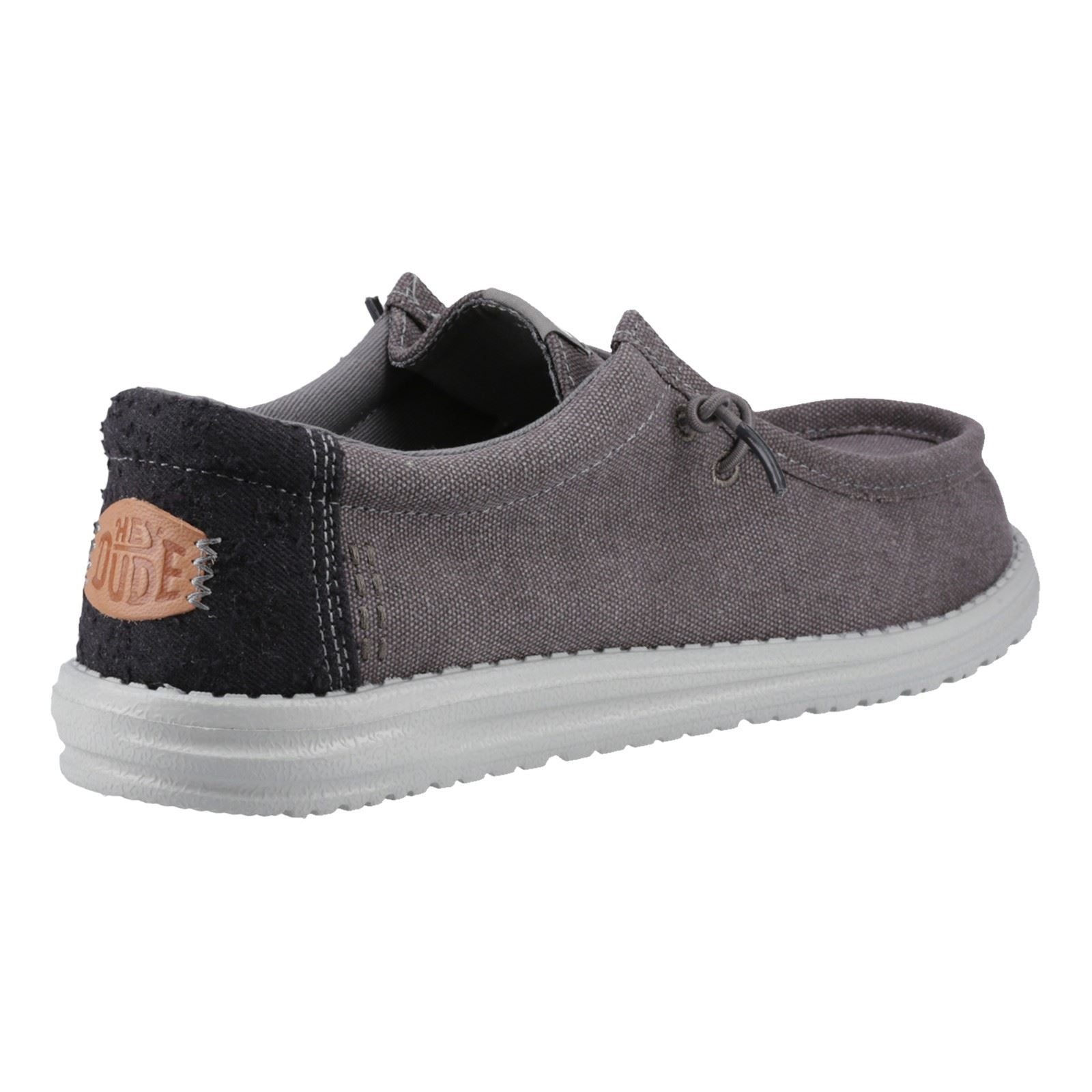 HEYDUDE Wally Workwear Polyester Baumwollmischung Herren Mokassins Schuhe In Granitgrau/Schwarz