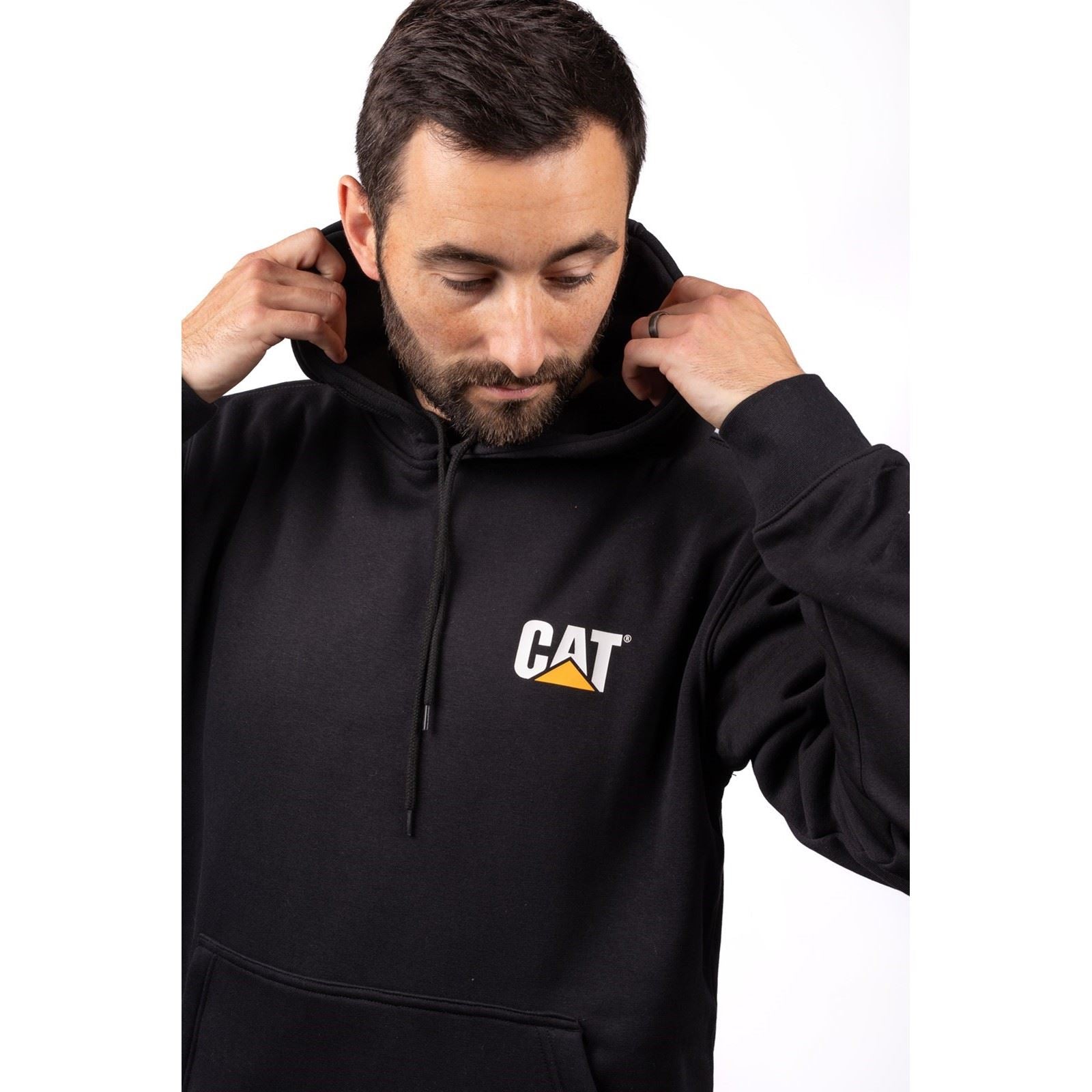 Caterpillar Trademark Banner Baumwolle Herren Schwarzes Kapuzensweatshirt