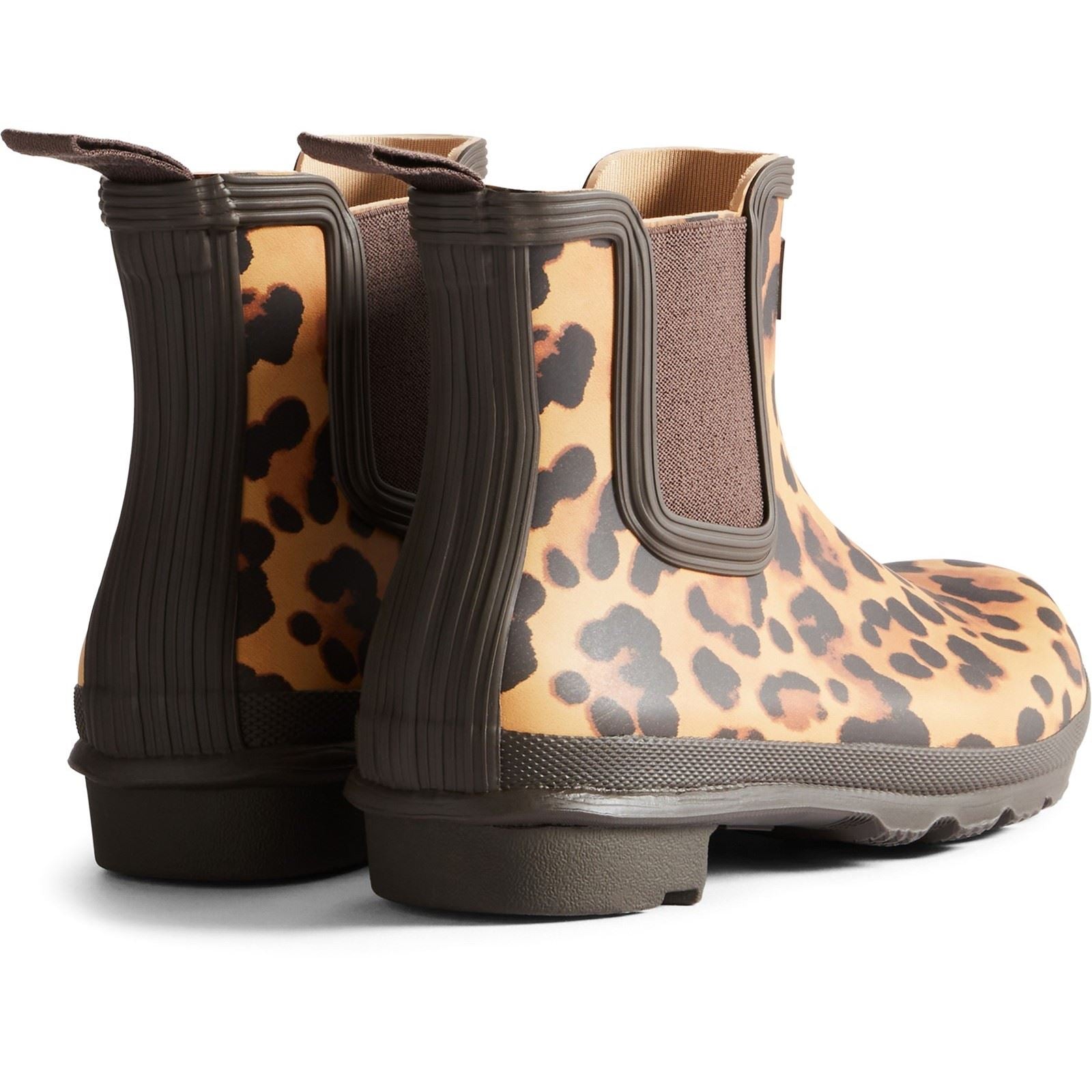 Hunter Original Chelsea Damen Leopardmuster/Schokoladenbraune Gummistiefel