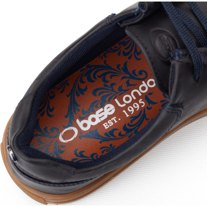 Base London Dalston Leder Herren Marineblau Mokassins Schuhe