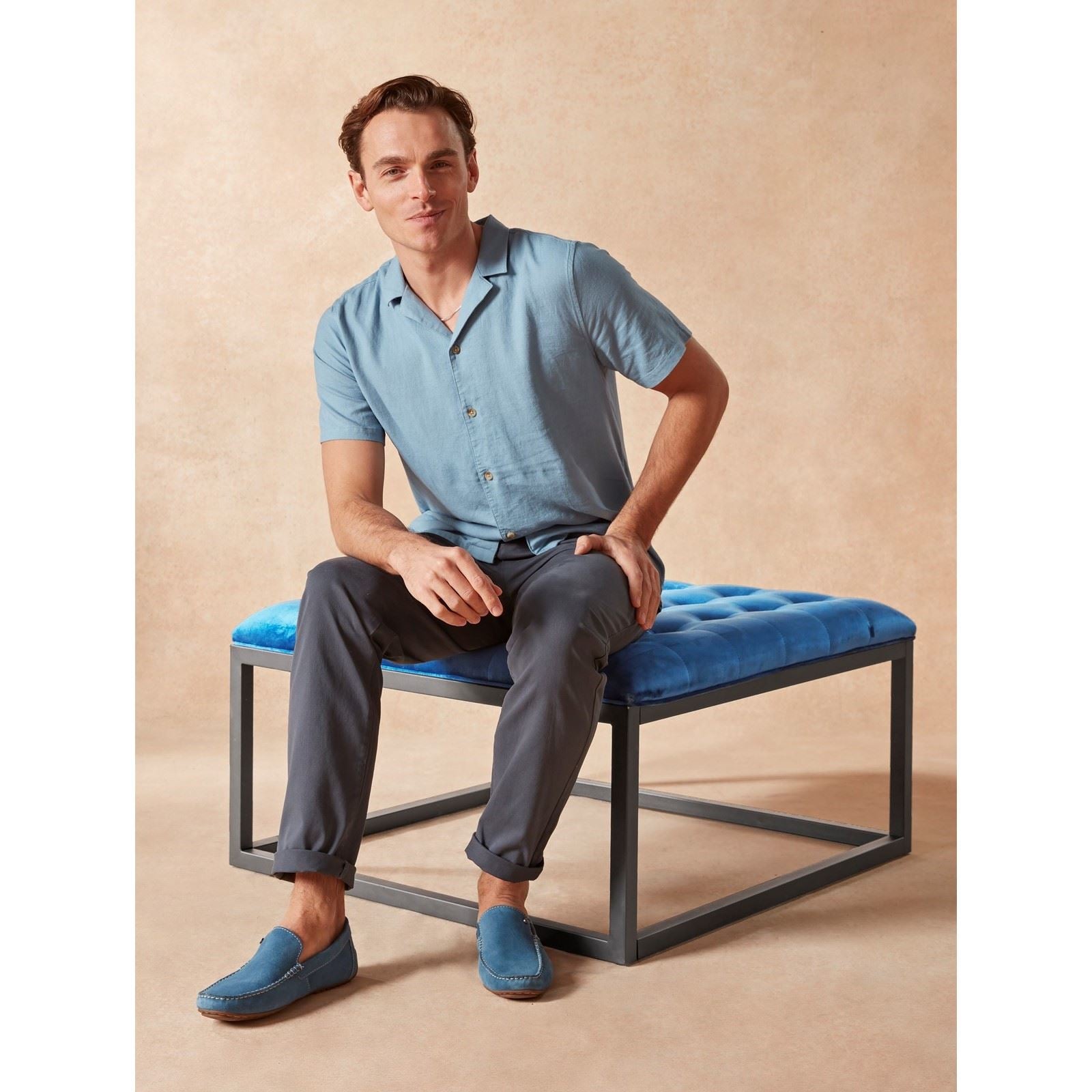 Hush Puppies Ralph Suede Herren Lederslipper In Blau