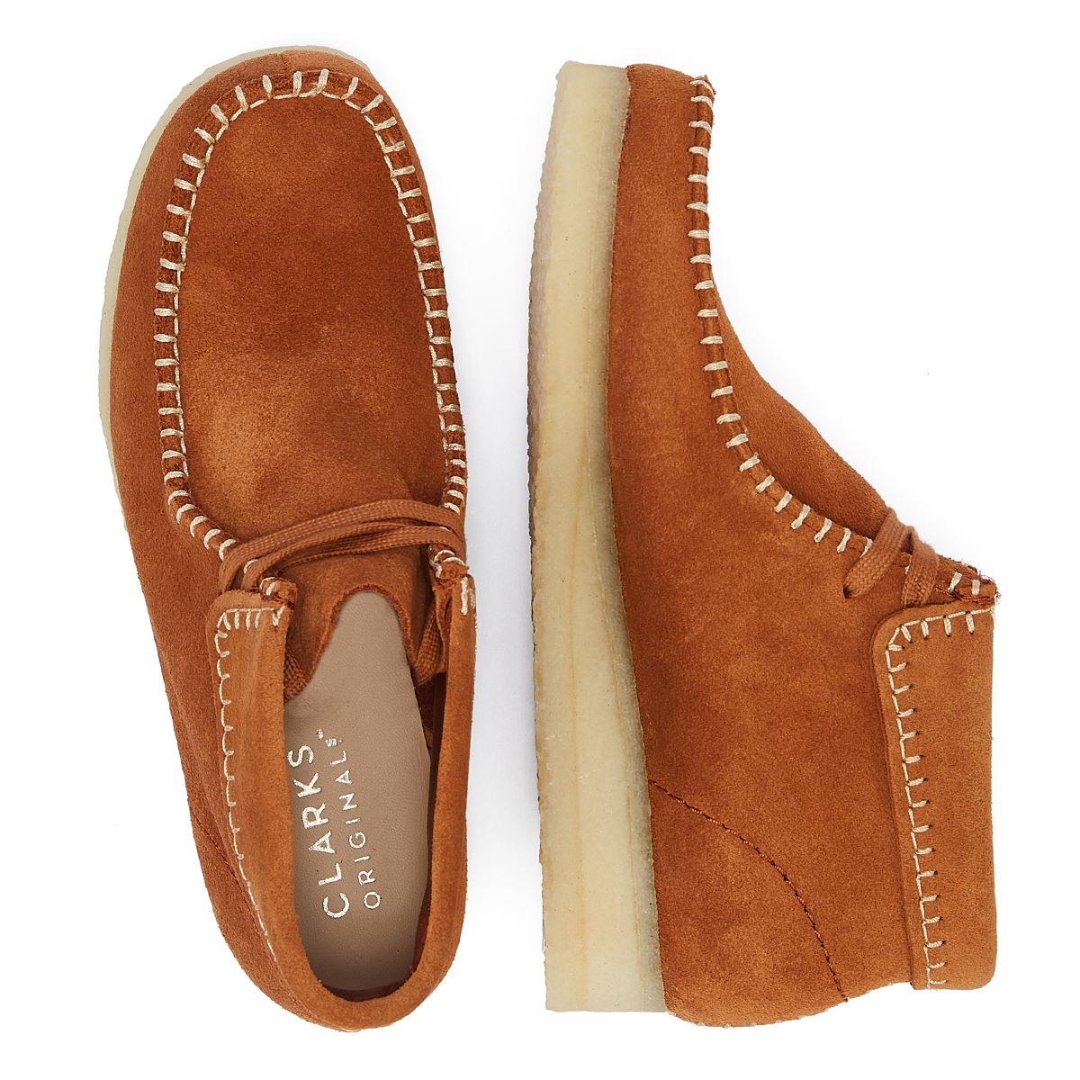 Clarks Wallabee-Stitch-Wildlederdamenstiefel In Ingwer