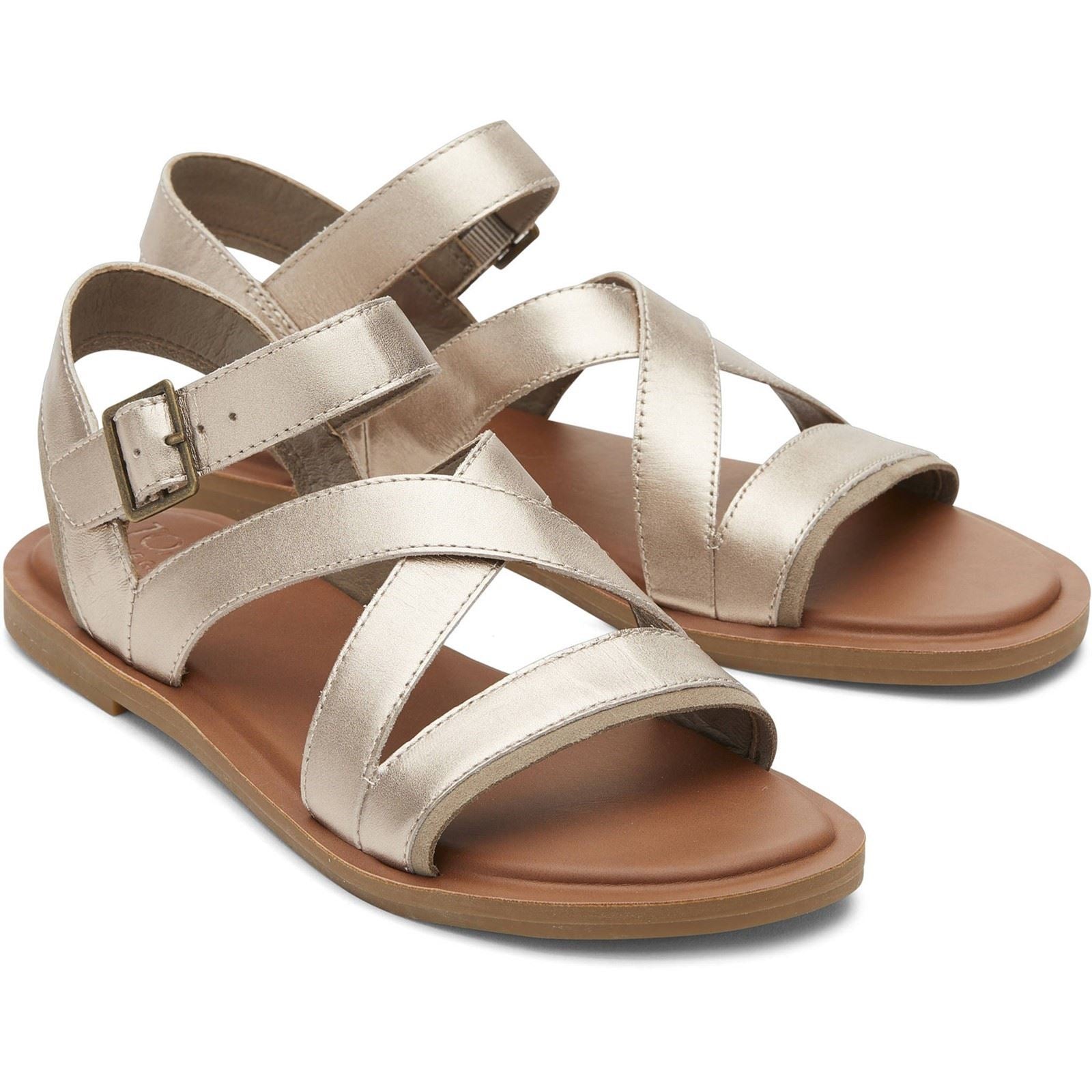 TOMS Sloane Leder Frauen Leichte Gold Wedges