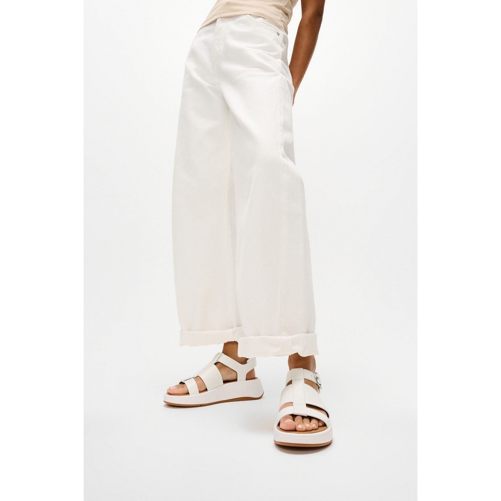 Fitflop F-Mode Fisherman Leder Damen Urban Weiße Schmale Sandalen