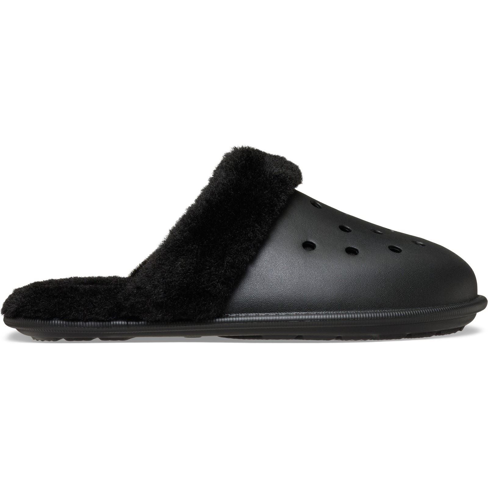 Crocs Classic Fuzz Scuff Thermoplastische Schwarze Pantoletten