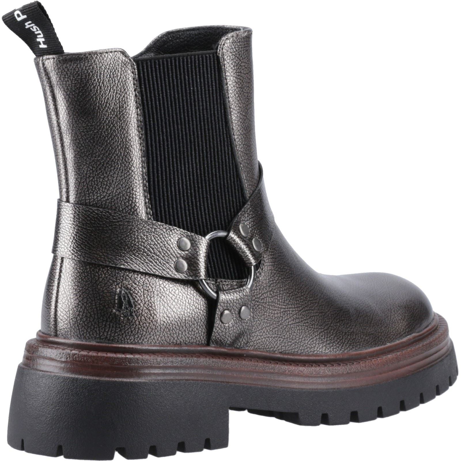 Hush Puppies Raye Damen Flache Chelsea Stiefel aus Pewter-Leder
