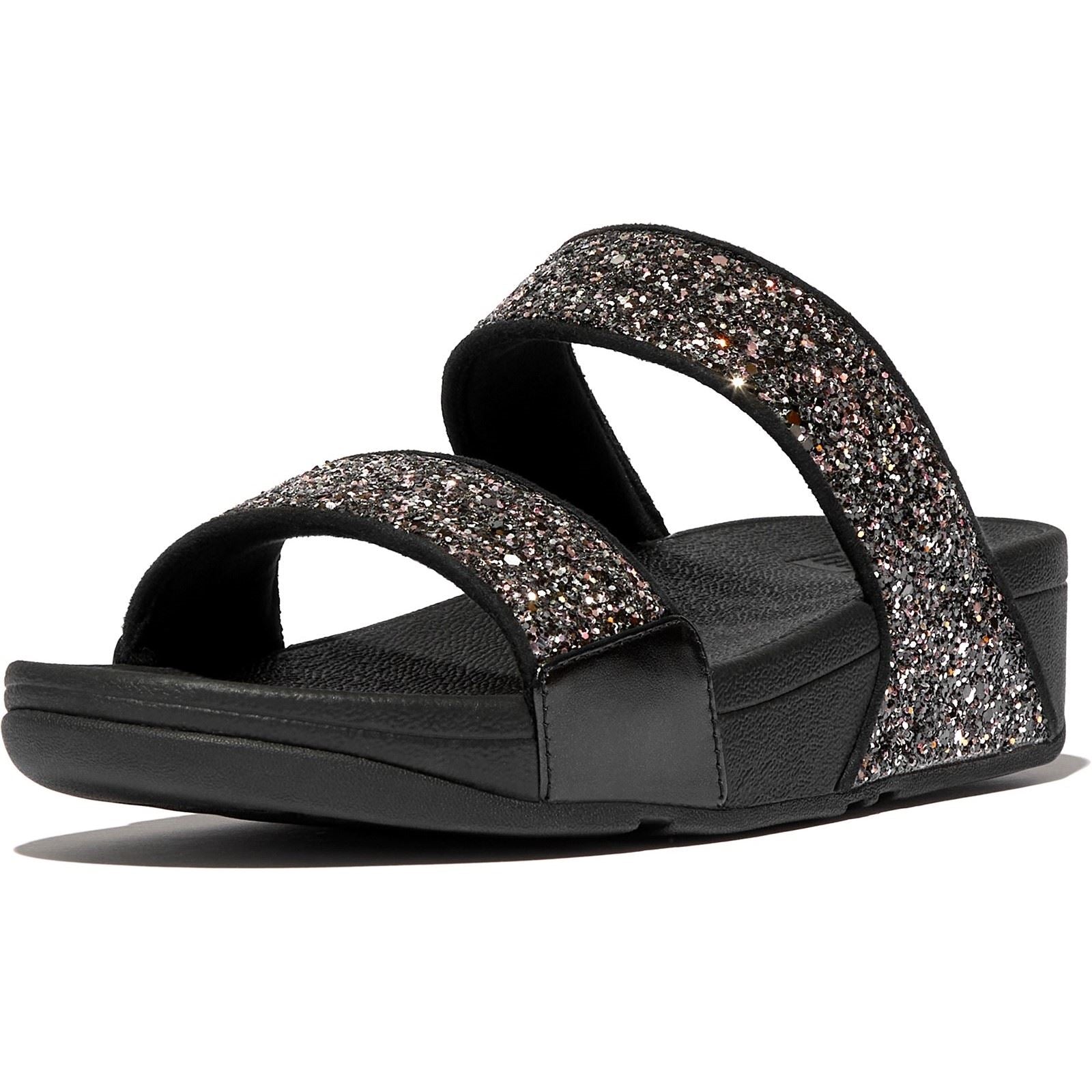 Fitflop Lulu 2 Bar Glitter Polyurethan Damen Schwarze/Multifarbene Sandalen