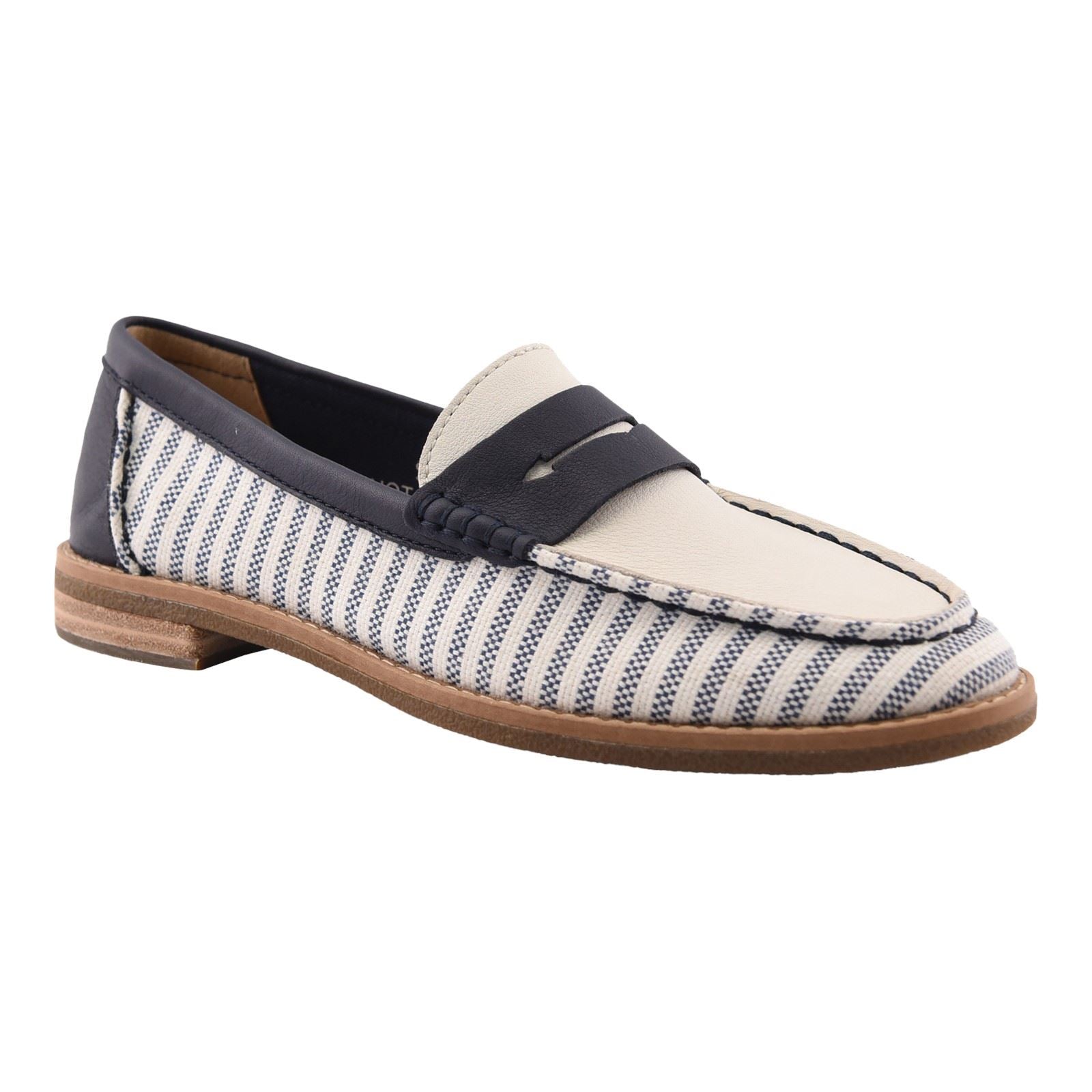Sperry Port Driving Textil Damen Weiß/Navy Loafer