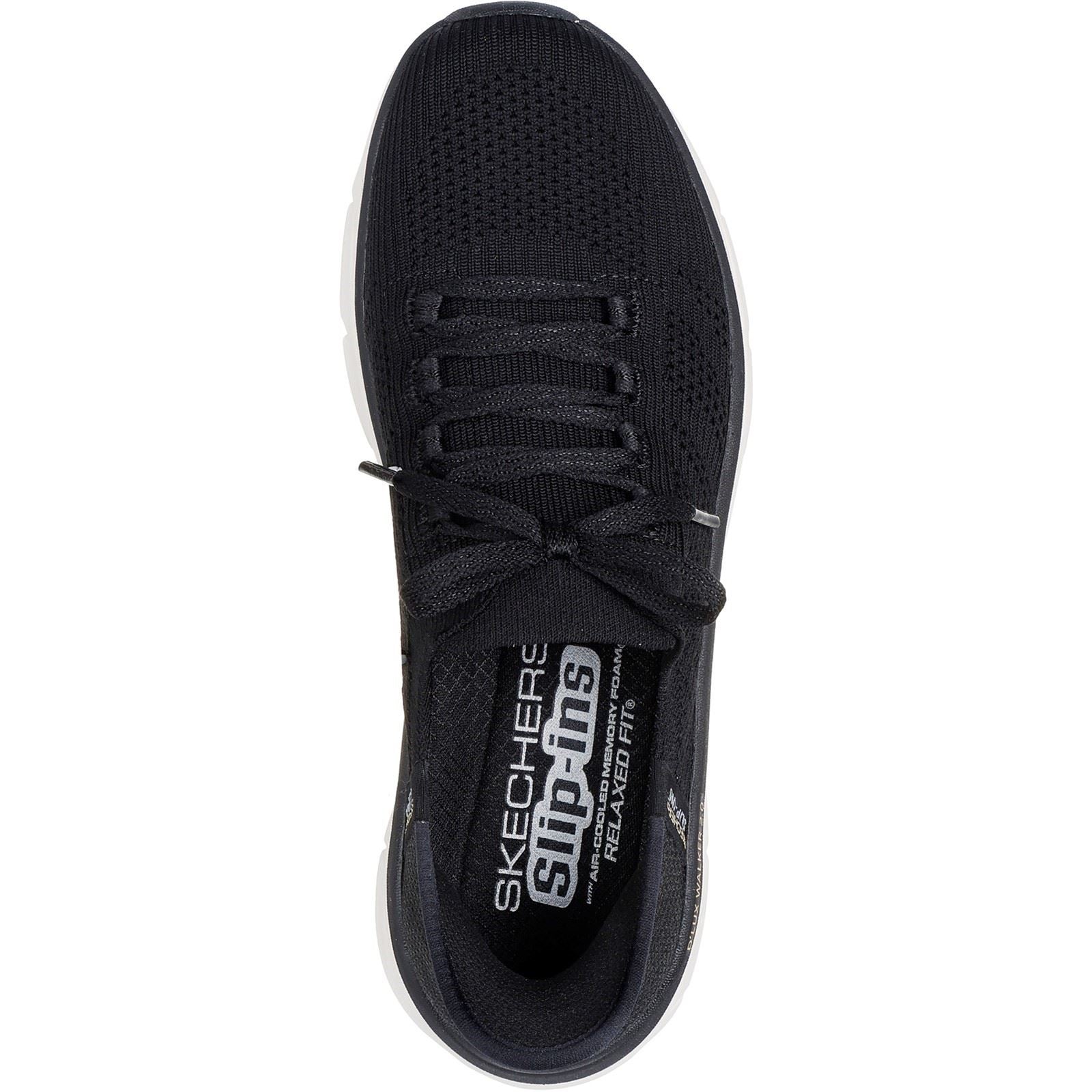 Skechers D'Lux Walker 2.0 Thrill Movement Synthetik Damen Sneakers In Schwarz/Braun