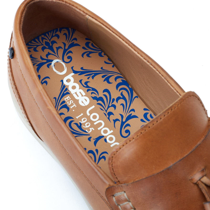 Base London Bonito Herren Mokassins Aus Gebranntem Tan-Leder