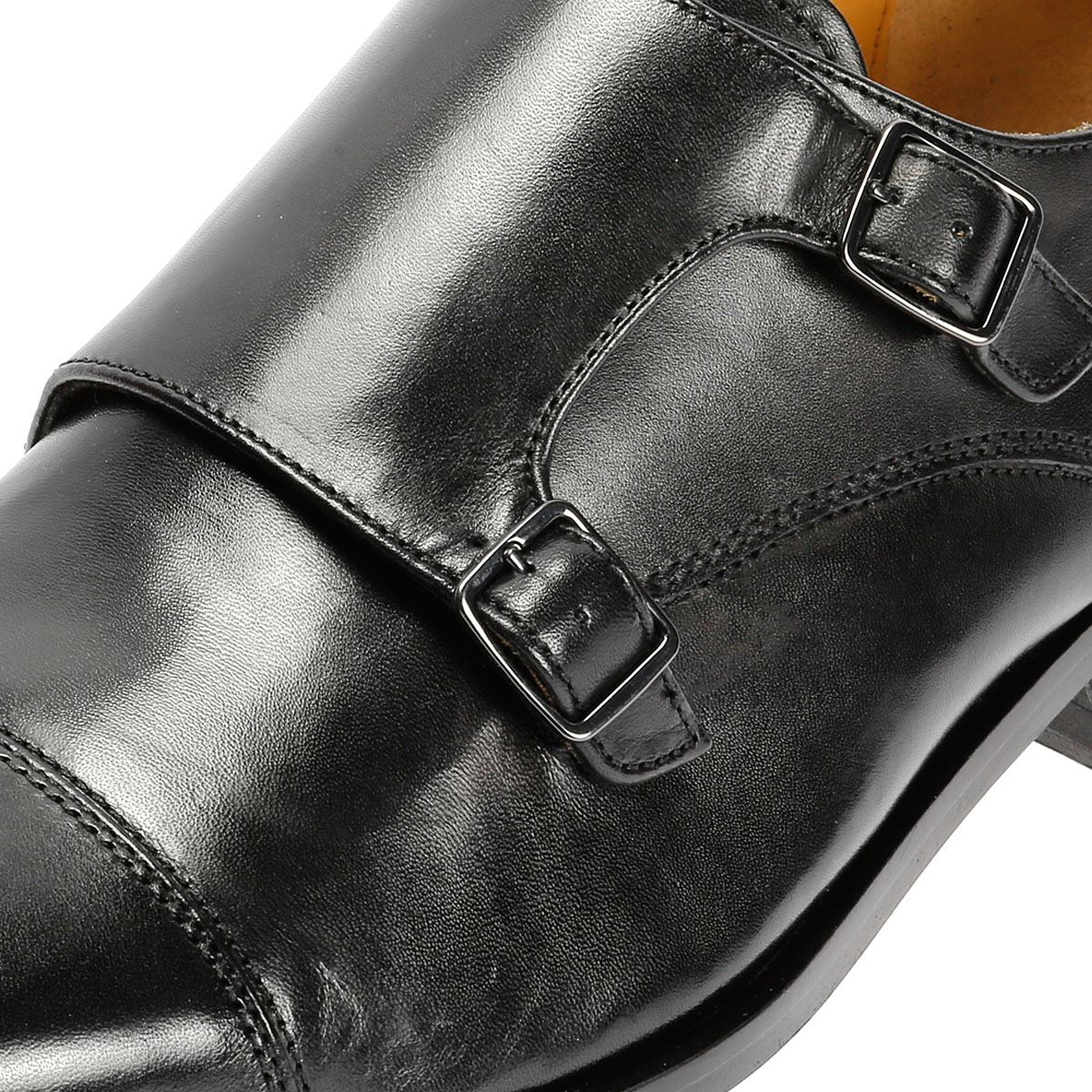 Chapman & Moore Toe Cap Monk Leder Herren Schwarz Schnürschuhe