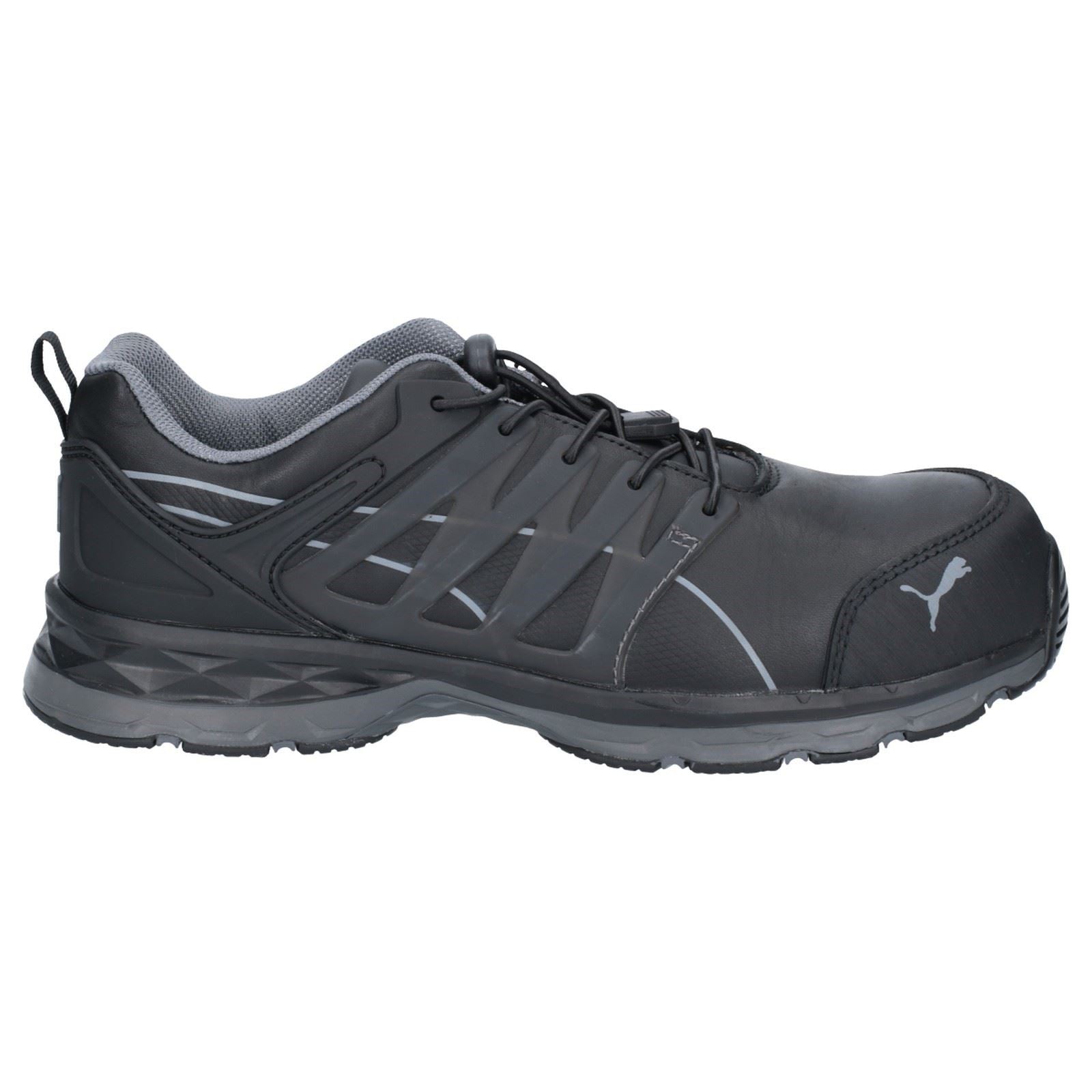Puma Safety Velocity Zwei Punkt Null Leder Schwarze Sicherheitsschuhe