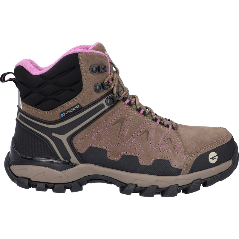 Hi-Tec V-Lite Explorer WP Rindsleder Wanderstiefel Für Damen In Braun/Lila