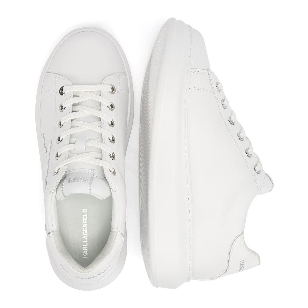 Karl Lagerfeld Kapri Signia Emboss Lo Lace Damen Sneaker Aus Weißem Leder