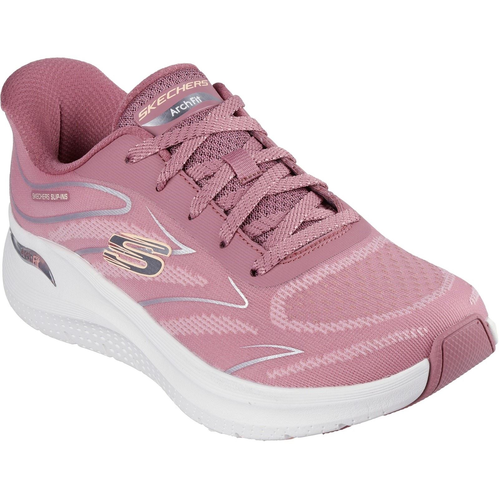 Skechers Arch Fit 2.0 Damen Textil Sneaker In Dunklem Malvenfarben