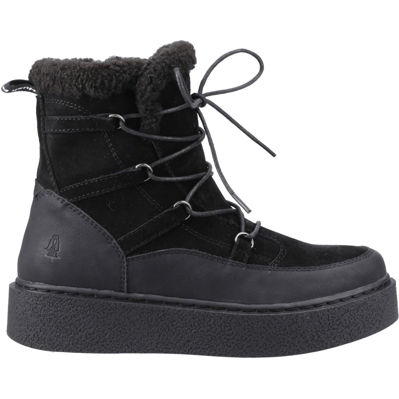 Hush Puppies Bronte Damen Stiefel aus schwarzem Wildleder für den Winter bis zur Mitte der Wade