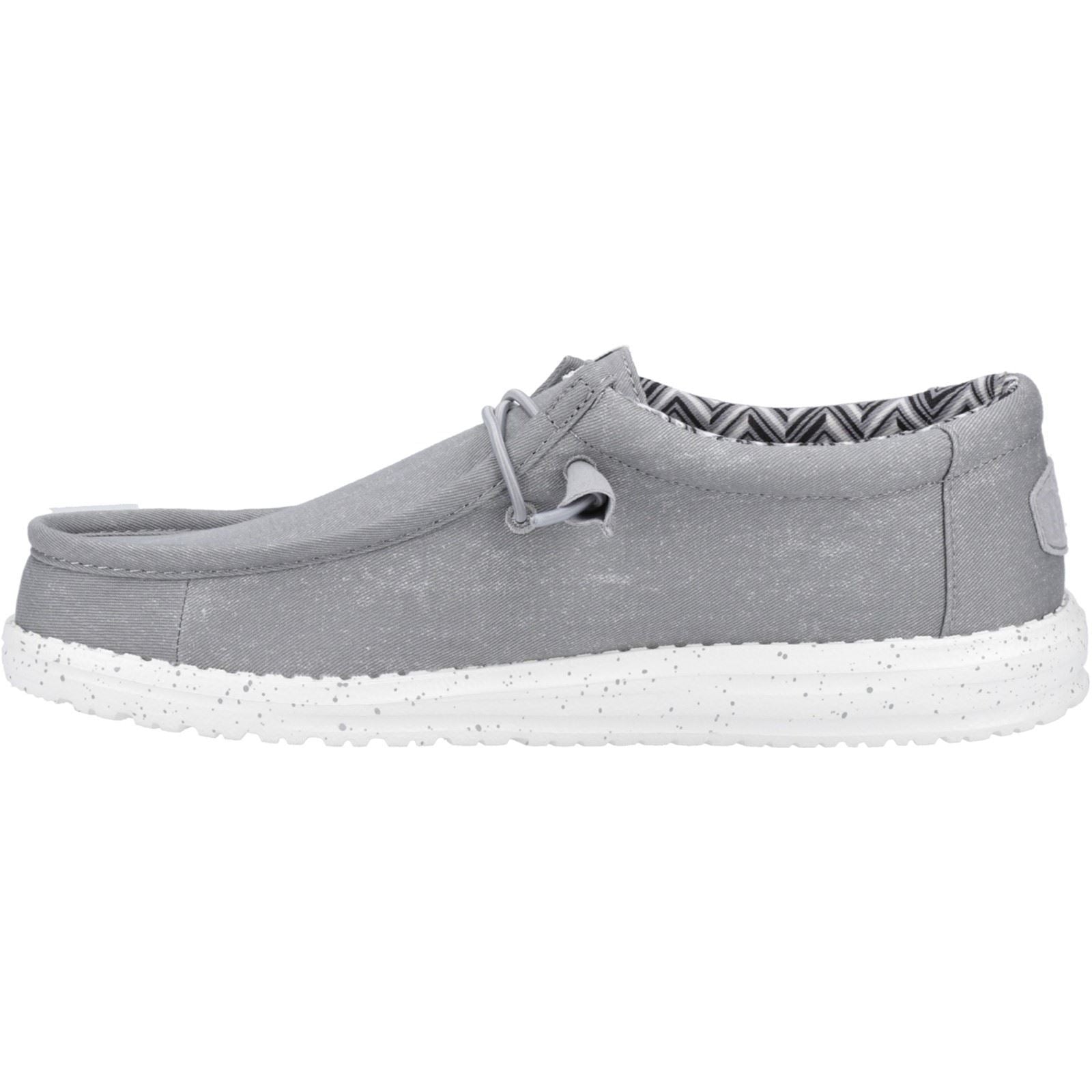 HEYDUDE Wally Canvas 100% Baumwolle Herren Bootsschuhe In Hellgrau
