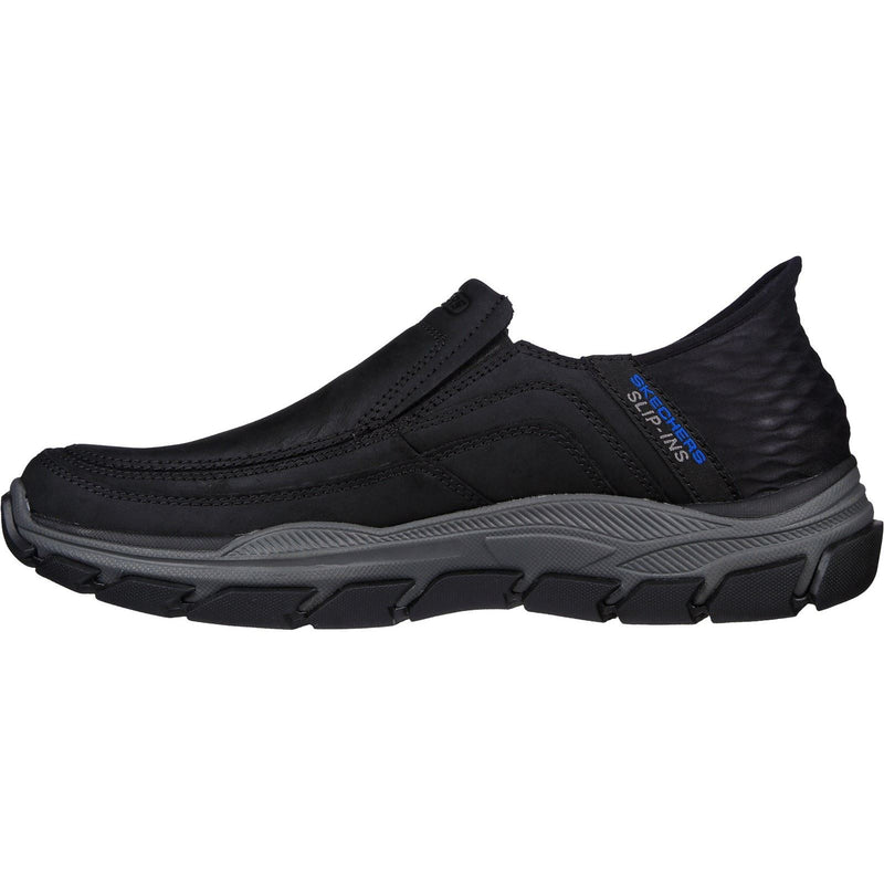 Skechers Respected Elgin Leder Herrenschuhe, Schwarze Farbe Mokassins