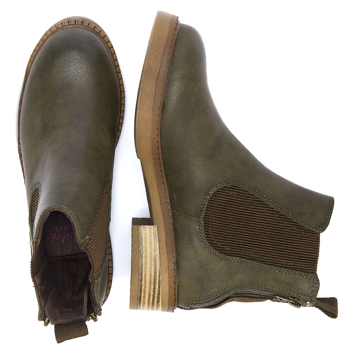 Blowfish Malibu Vedder Damen-Oliven-Faux-Lederstiefel
