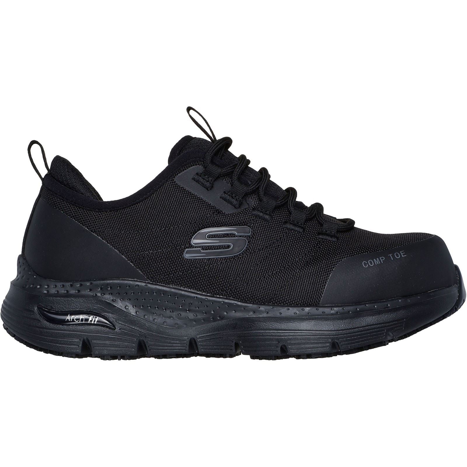 Skechers Workwear Arch Fit SR Ebinal Textil Damen Schwarze Sicherheits Sneakers