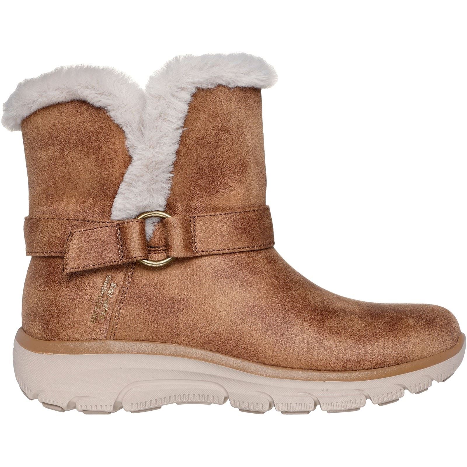 Skechers Easy Going Dreamers Move Textil Damen Kastanienbraune Winter Stiefeletten