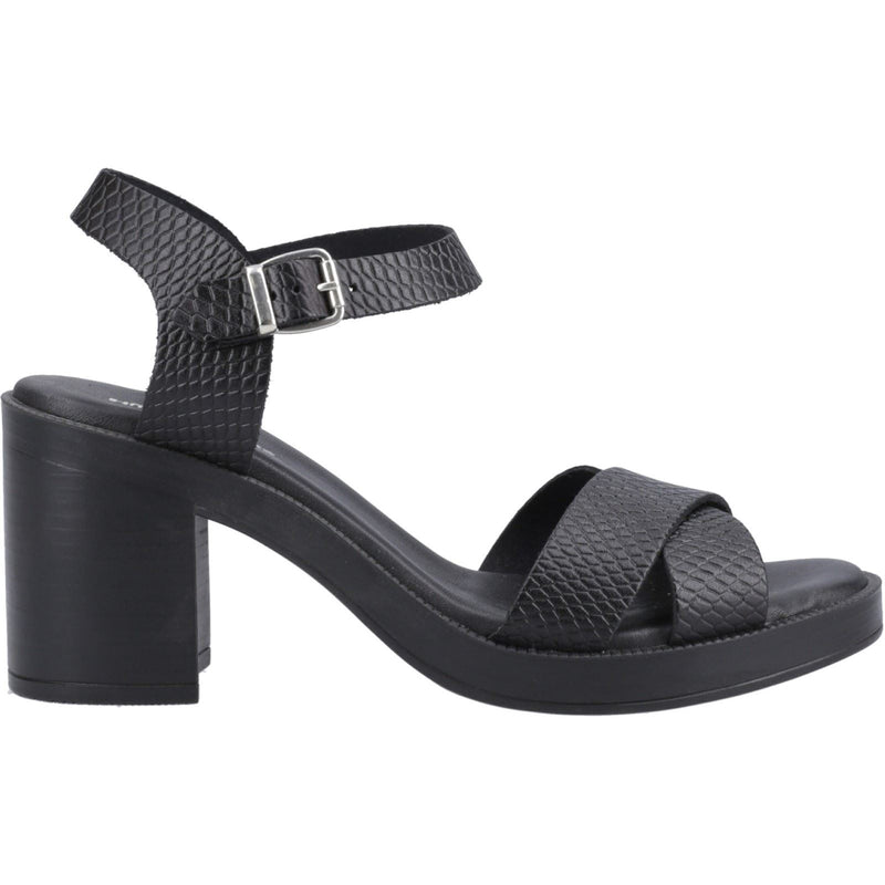 Hush Puppies Georgia Damen Sandalen Aus Schwarzem/Schlangenleder Echtleder