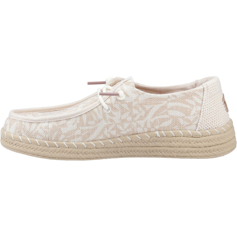 HEYDUDE Wendy Espadrille Retro Palm Damen Espadrilles In Hellem Rosa/Weiß Aus Baumwollmischung.