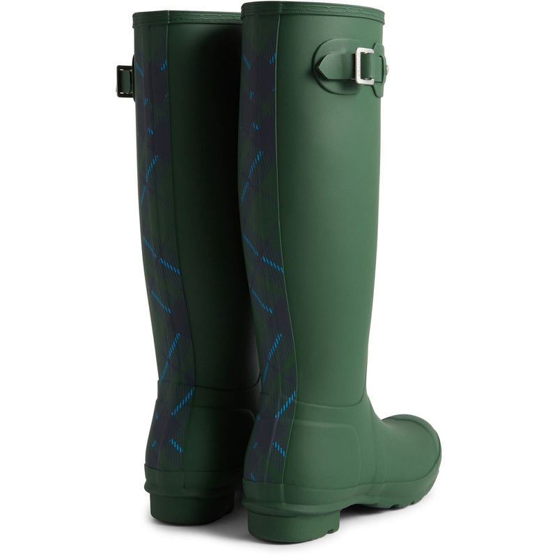 Hunter Original Tall Tartan Back Strap Damen Gummistiefel In Grün