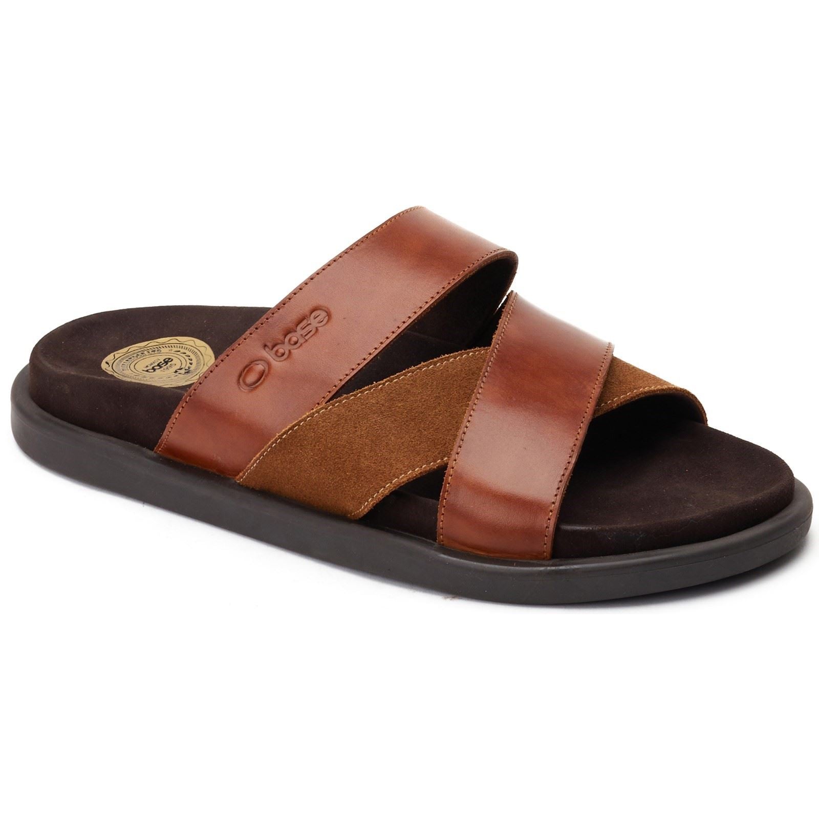 Base London Ponza Leder Herren Dunkelbraune Sandalen