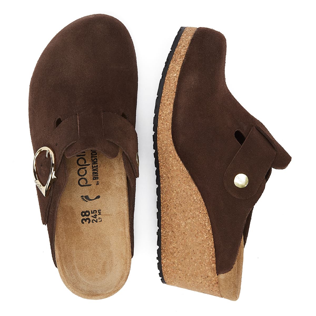 Birkenstock Wedges Aus Gebranntem Wildleder Mit Schnallenriemen In Braun Für Damen