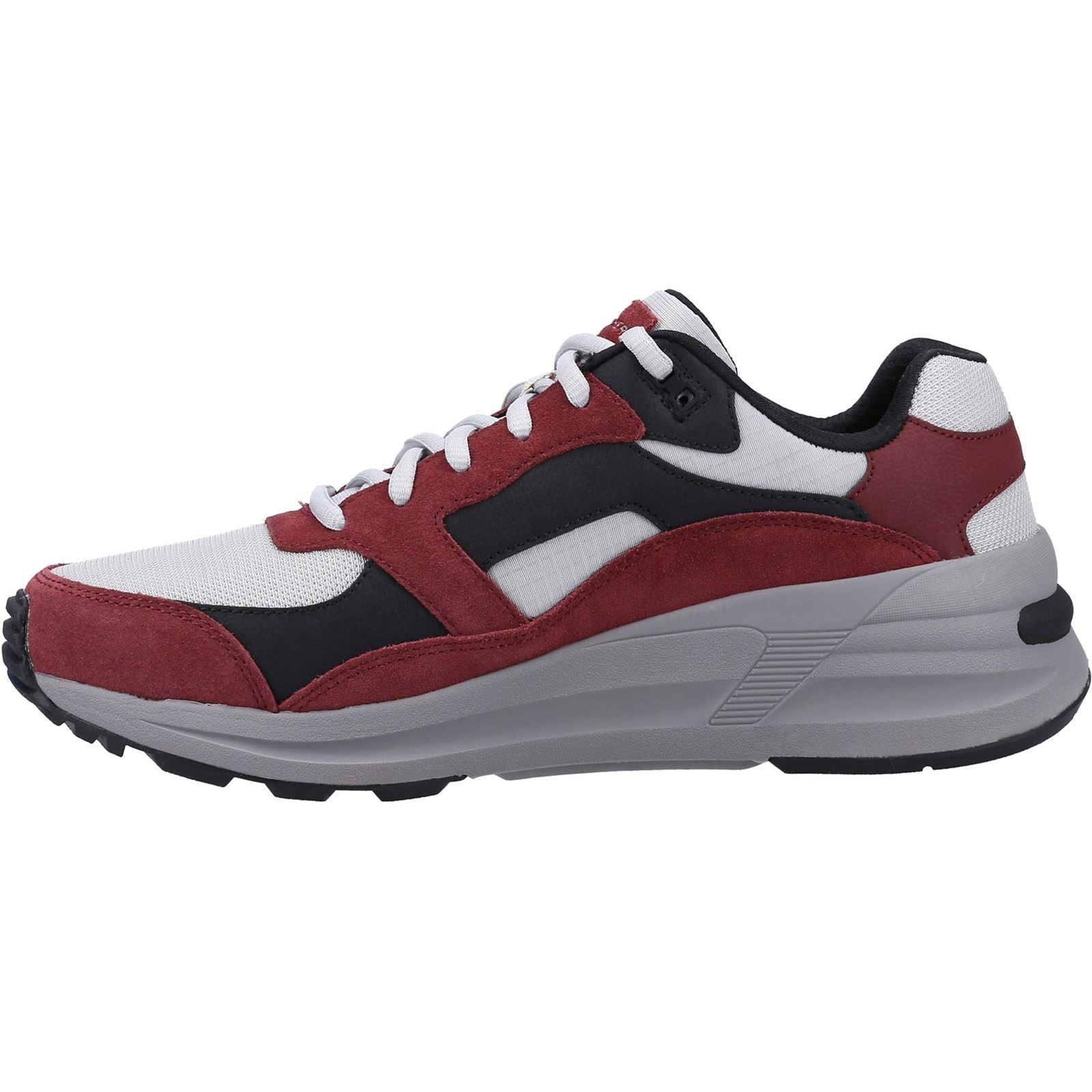 Skechers Global Jogger Leder-Herren-Burgunder-Sneakers