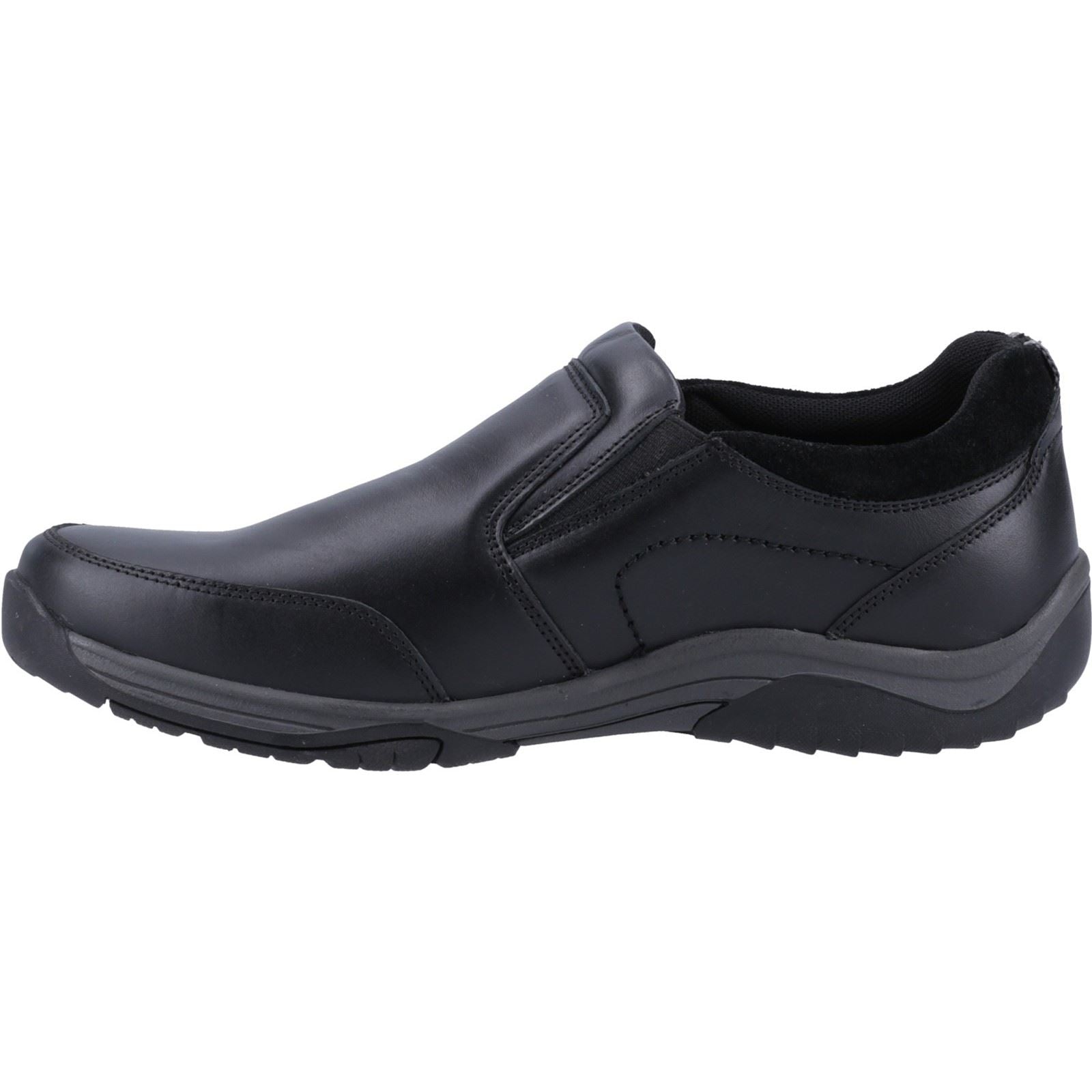 Hush Puppies Donald Leder Herren Schwarz Mokassin Schuhe