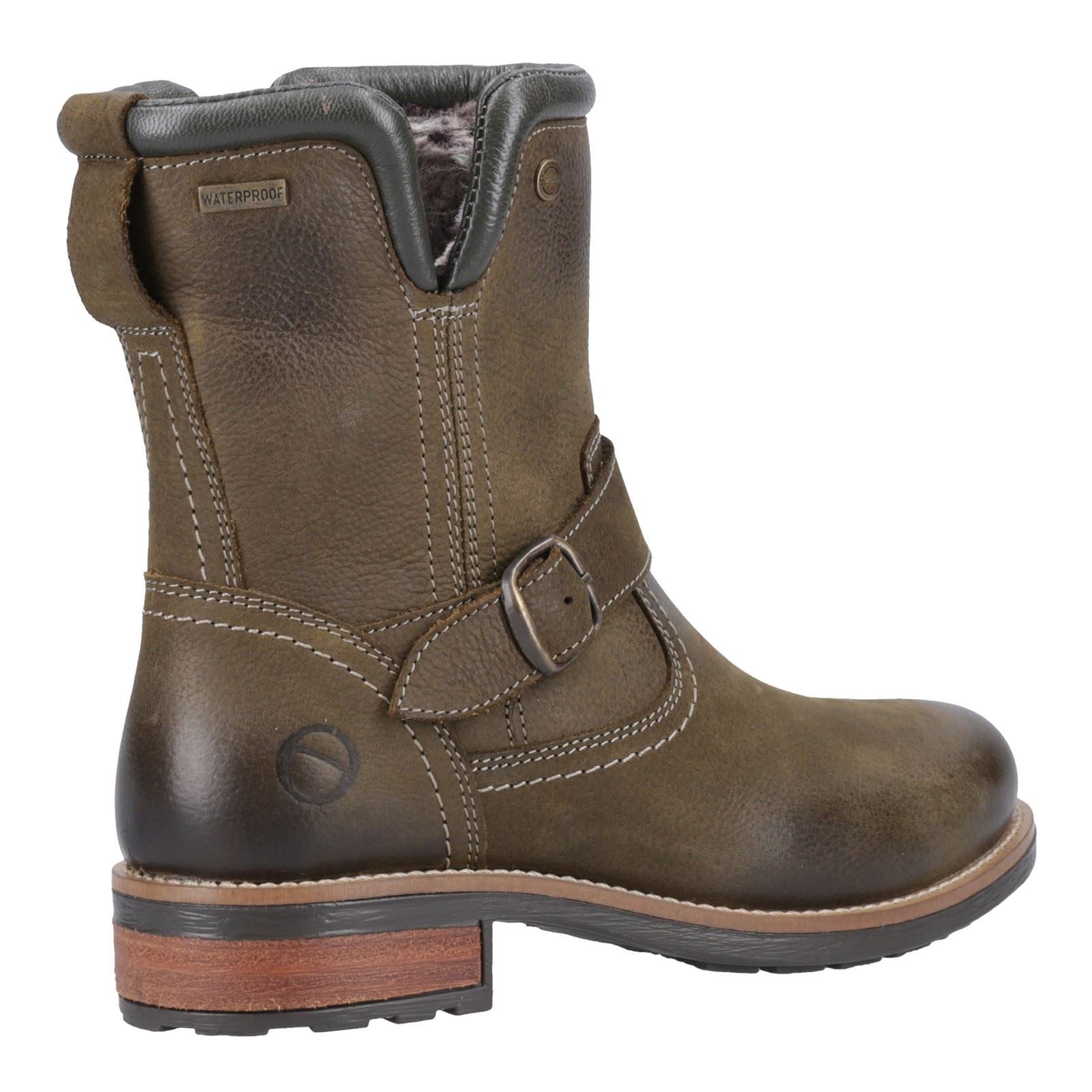 Cotswold Kinsham Damen Winterstiefel aus Leder in Khaki bis zur Mitte der Wade